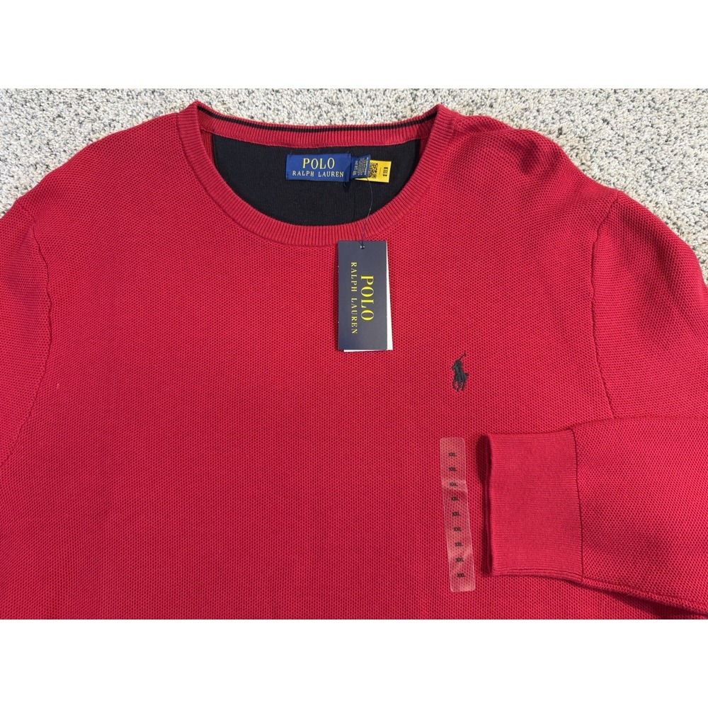 Polo Ralph Lauren Sweater Pony Cotton Textured‎ Knit Men's Size 2XL Crewneck Red